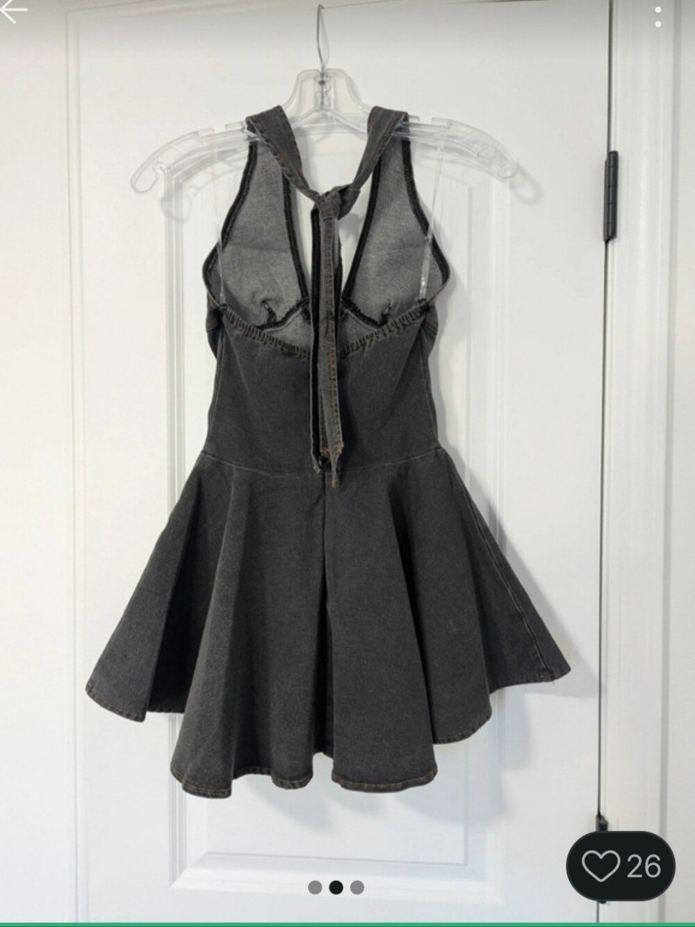 Charcoal Denim Halter Skater Dress Nwt - Picture 2 of 4